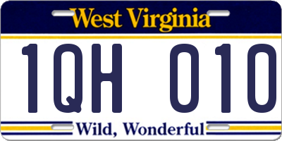 WV license plate 1QH010
