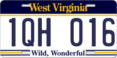 WV license plate 1QH016