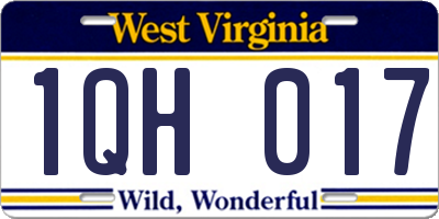 WV license plate 1QH017