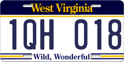WV license plate 1QH018