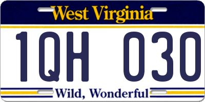 WV license plate 1QH030