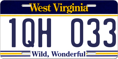 WV license plate 1QH033