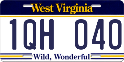 WV license plate 1QH040