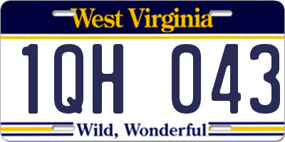 WV license plate 1QH043
