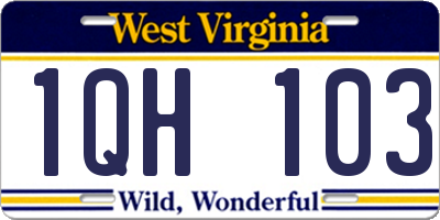 WV license plate 1QH103
