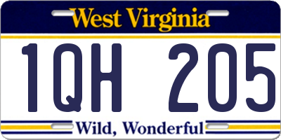 WV license plate 1QH205