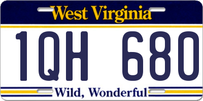 WV license plate 1QH680