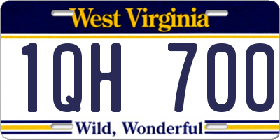 WV license plate 1QH700