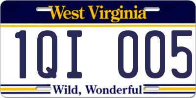 WV license plate 1QI005