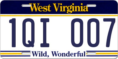 WV license plate 1QI007