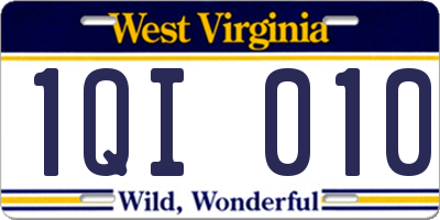 WV license plate 1QI010