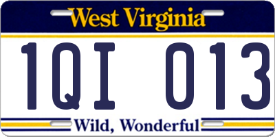 WV license plate 1QI013