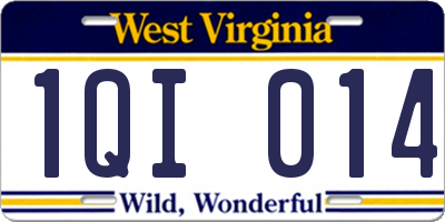 WV license plate 1QI014