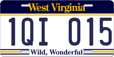 WV license plate 1QI015