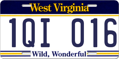 WV license plate 1QI016