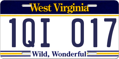 WV license plate 1QI017