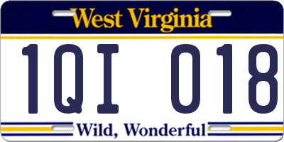 WV license plate 1QI018