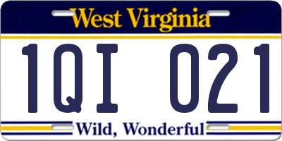 WV license plate 1QI021