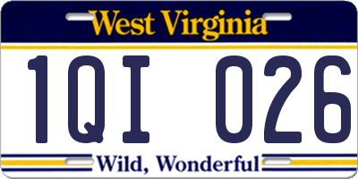 WV license plate 1QI026