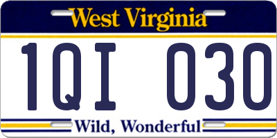 WV license plate 1QI030