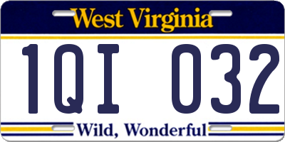 WV license plate 1QI032