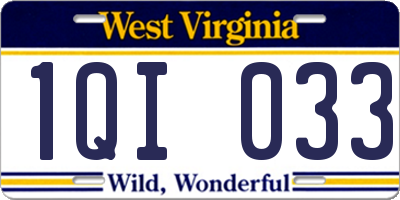 WV license plate 1QI033
