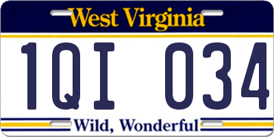 WV license plate 1QI034