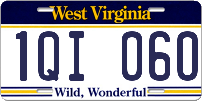 WV license plate 1QI060
