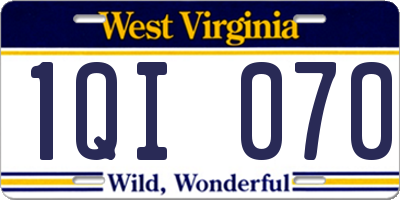 WV license plate 1QI070