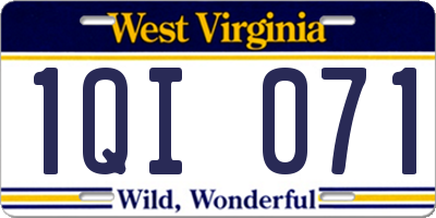 WV license plate 1QI071