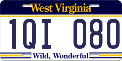 WV license plate 1QI080