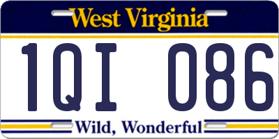 WV license plate 1QI086