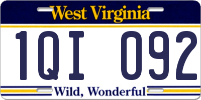 WV license plate 1QI092