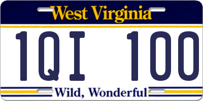 WV license plate 1QI100