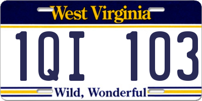 WV license plate 1QI103