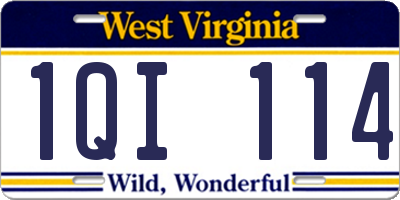 WV license plate 1QI114