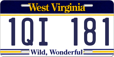 WV license plate 1QI181