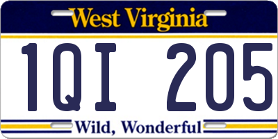WV license plate 1QI205