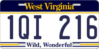 WV license plate 1QI216