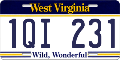 WV license plate 1QI231