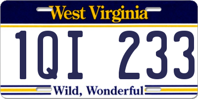WV license plate 1QI233