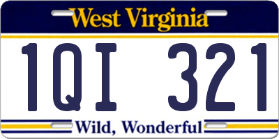 WV license plate 1QI321