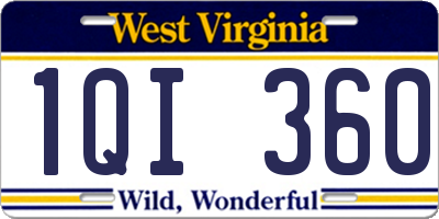WV license plate 1QI360