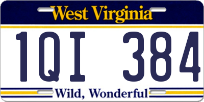 WV license plate 1QI384