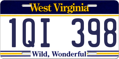 WV license plate 1QI398
