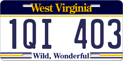 WV license plate 1QI403