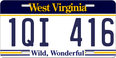WV license plate 1QI416