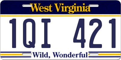 WV license plate 1QI421