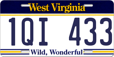 WV license plate 1QI433