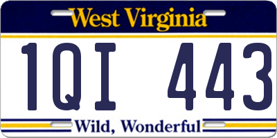 WV license plate 1QI443